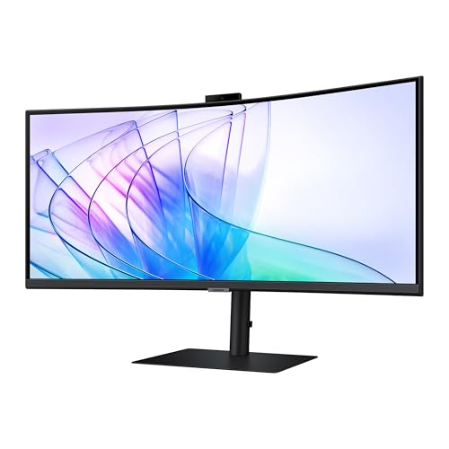 SAMSUNG 34-Inch ViewFinity S65VC Series Ultra-WQHD Curved Computer Monitor, 100Hz, AMD FreeSync, HDR10, USB-C, Built-in Speaker, Camera, KVM Switch, Eye Care, Eco-Packaging, LS34C650VANXGO, Black