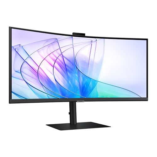 SAMSUNG 34-Inch ViewFinity S65VC Series Ultra-WQHD Curved Computer Monitor, 100Hz, AMD FreeSync, HDR10, USB-C, Built-in Speaker, Camera, KVM Switch, Eye Care, Eco-Packaging, LS34C650VANXGO, Black