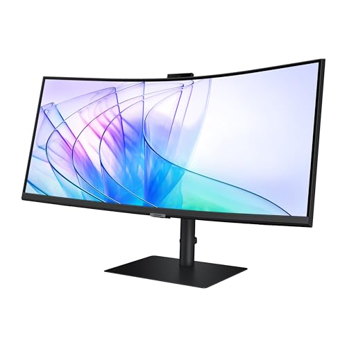 SAMSUNG 34-Inch ViewFinity S65VC Series Ultra-WQHD Curved Computer Monitor, 100Hz, AMD FreeSync, HDR10, USB-C, Built-in Speaker, Camera, KVM Switch, Eye Care, Eco-Packaging, LS34C650VANXGO, Black