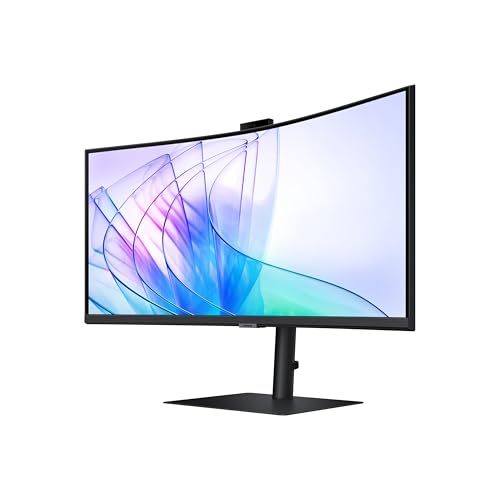 SAMSUNG 34-Inch ViewFinity S65VC Series Ultra-WQHD Curved Computer Monitor, 100Hz, AMD FreeSync, HDR10, USB-C, Built-in Speaker, Camera, KVM Switch, Eye Care, Eco-Packaging, LS34C650VANXGO, Black