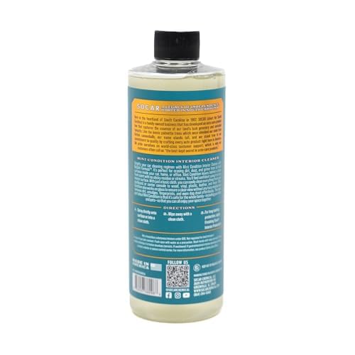 SOCAR Mint Condition Interior Car Cleaner 16 fl oz. Professional Grade for Dirt, Dust, and Grime from All Surfaces, Plastic, Vinyl, Leather, Carpet, Glass. For Car, RV, Boat.