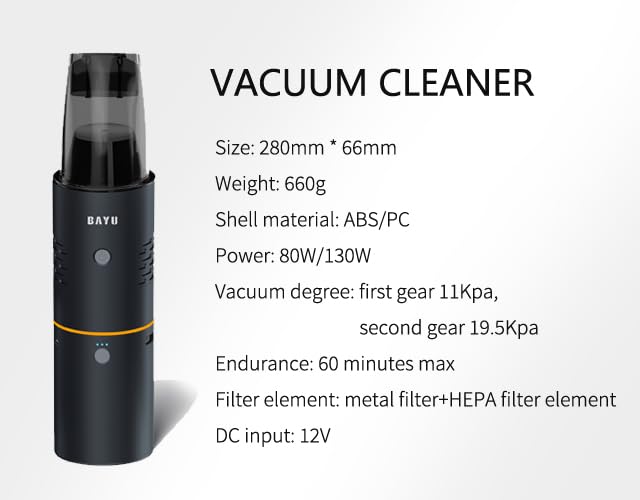 BAYU 19kpa Car Vacuum Cleaner - Award Winning Design, Strong Suction, Wireless Portable, with 19,200 mA Energy