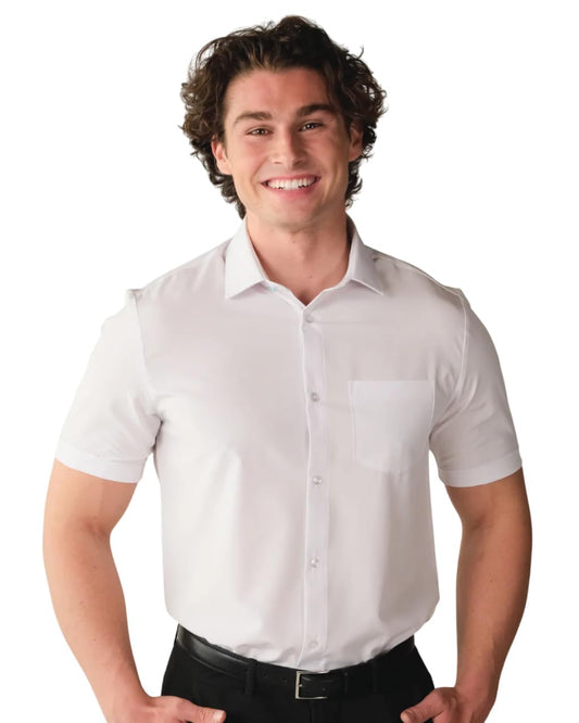 &COLLAR Athletic Fit Short Sleeve Performance Men's Dress Shirt White M