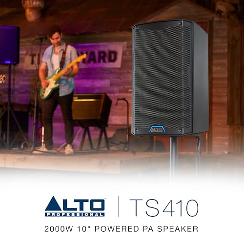 ALTO TS410 2000W 10" Powered PA Speaker with 3 Channel Mixer, Bluetooth Streaming, Wireless Loudspeaker Linking, DSP App