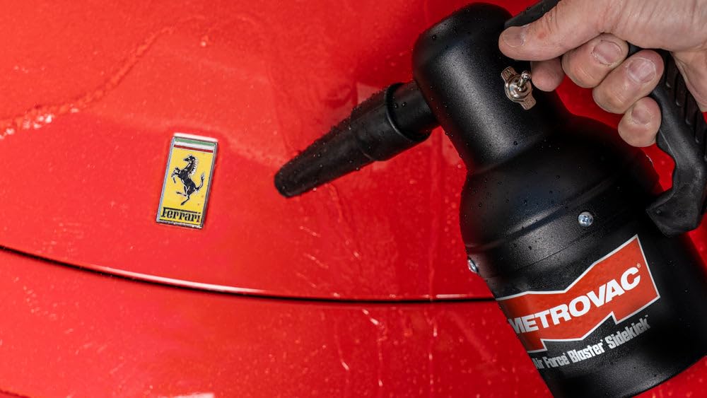 MetroVac SK-1CD Air Force Sidekick Blower System - Heavy Duty Car & Motorcycle Vacuum Cleaner, Dryer - Powerful Compact Air Duster - Portable Car Cleaning Supplies w/ 3’-6’ Stretch Hose