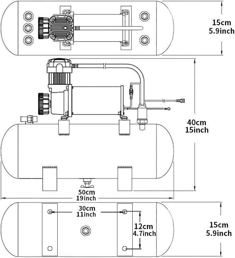 ZHSYMX 200PSI Heavy Duty Air Suspension Kit, Portable On Board Air Compressor with 1.5 Gallon Tank for Truck/Air Horns/Suspension/Air Locker