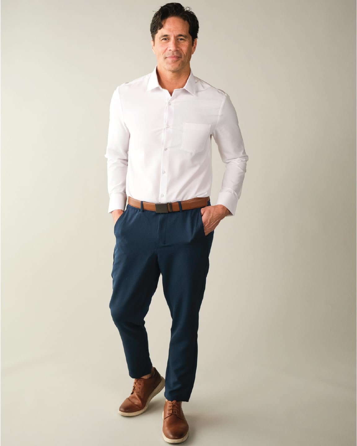 &COLLAR Slim Fit Long Sleeve Performance Men's Dress Shirt White M