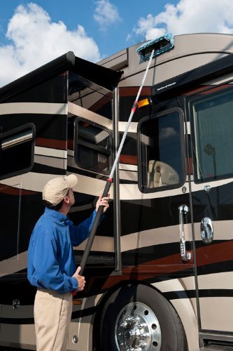 Aero Cosmetics Waterless RV Aircraft Boat Wash Wax Mop Kit with Deluxe Pole 3' 9" to 9' No Ladder Needed, Wash, Wax, Dry, Anywhere, Anytime, No Restrictions