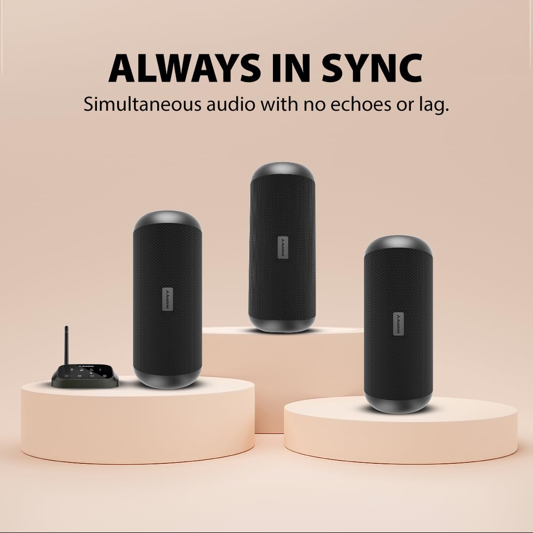 Avantree Harmony 2 - Multi-Room Wireless Speaker System with Bluetooth & Wired Inputs, Easy to Set Up, Expandable, Low-Latency Sync for Home, Church, Classroom & Small Indoor Events