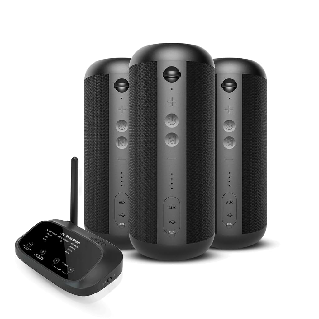 Avantree Harmony 2 - Multi-Room Wireless Speaker System with Bluetooth & Wired Inputs, Easy to Set Up, Expandable, Low-Latency Sync for Home, Church, Classroom & Small Indoor Events