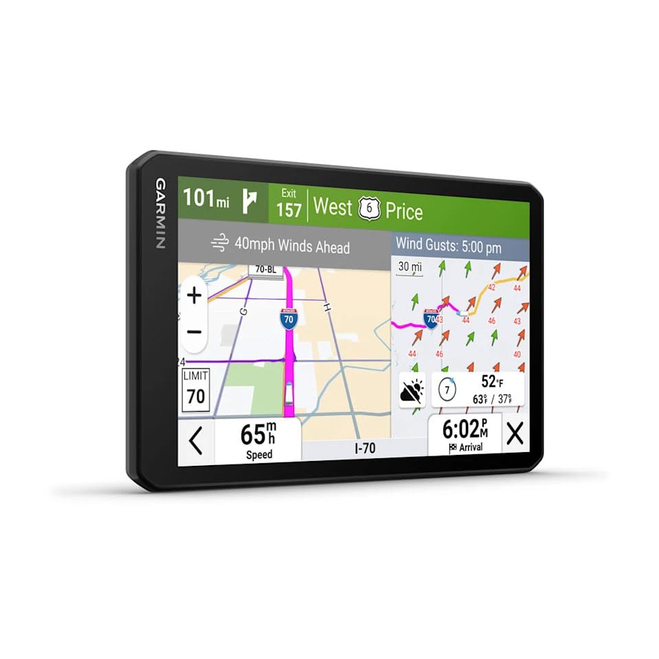 Garmin Dezl Cam OTR725 GPS Truck Navigator with Dash Cam 7" Large Display Touchscreen, Commercial GPS Navigation for Semi Trucker Driver Bundle with 32GB SD Memory Card + LCD Cleaning Kit