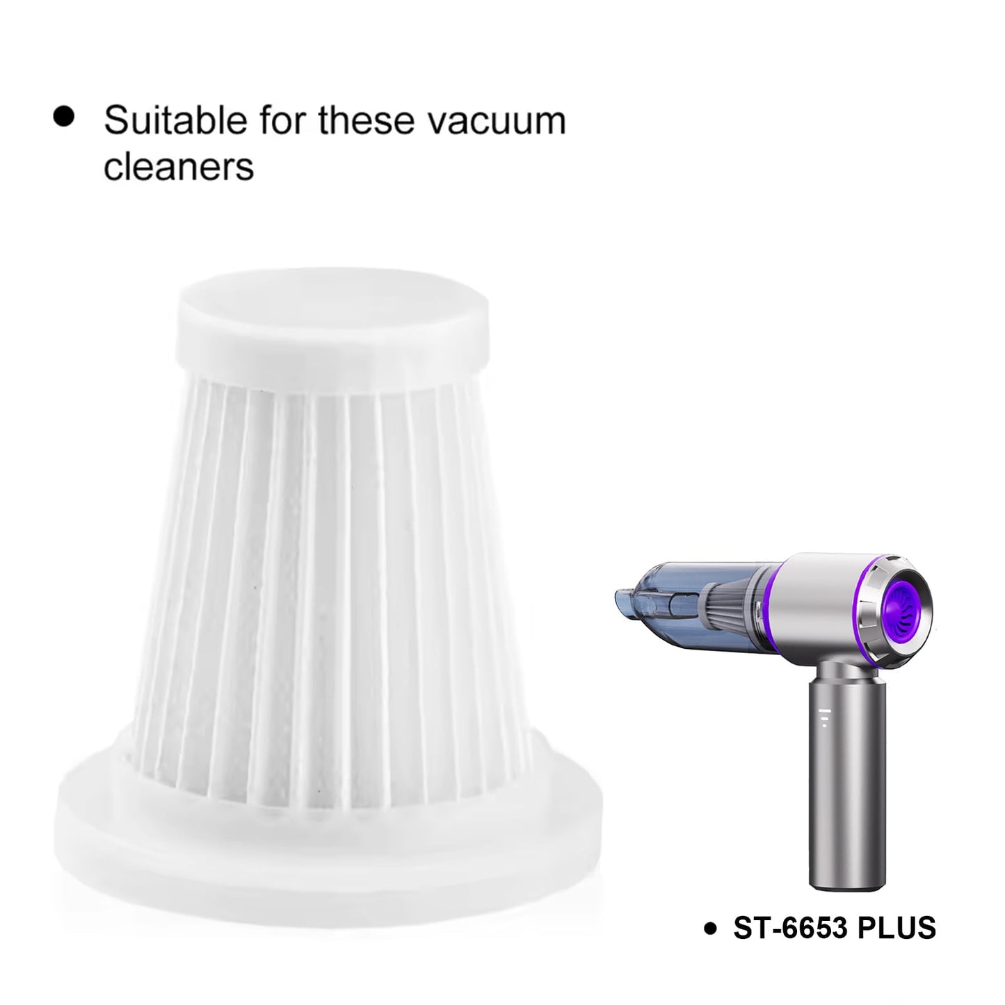 IYOFINE Car Vacuum Cleaner Original Filter Set, 5 HEPA Filter, Adapted to IYOFINE ST-6653 Plus Handheld Vacuum Cleaners,Robust and Durable, Washable 5 PCS (5 Pack)