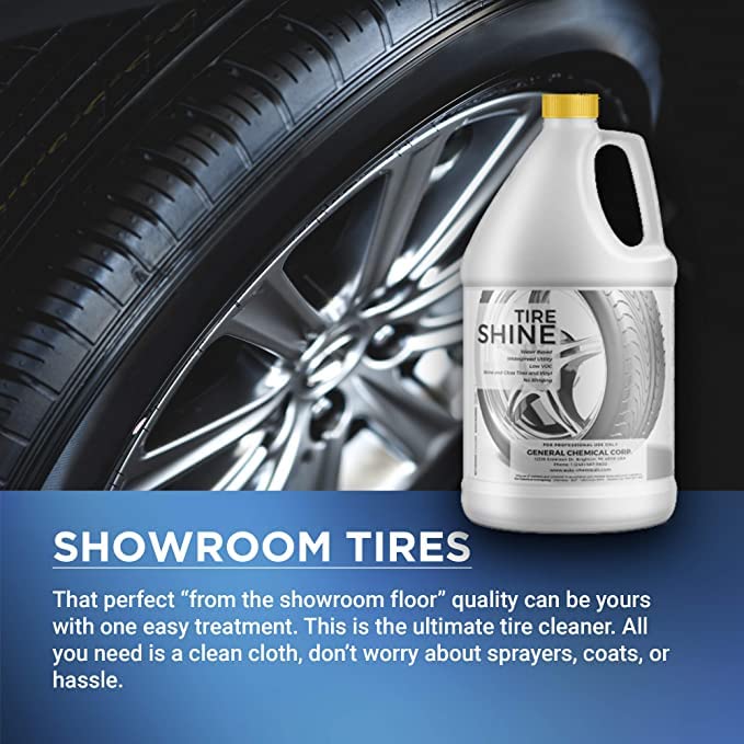 AutoGeneral - Tire Shine - Water-Based Cleaner - High-Gloss Tire Dressing - Protects Against Cracking, Fading and UV Effects - Industrial Strength - Case of Four 1 Gallon Jugs