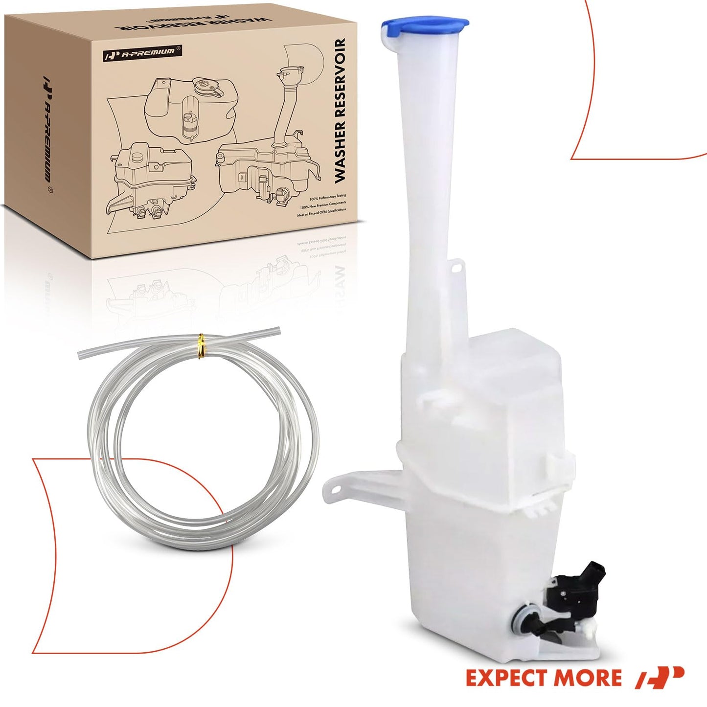 A-Premium Windshield Washer Reservoir Tank Assembly Compatible with Kia Telluride 2020 2021 2022 2023 2024 - with Cap & Fluid Level Sensor & Pump