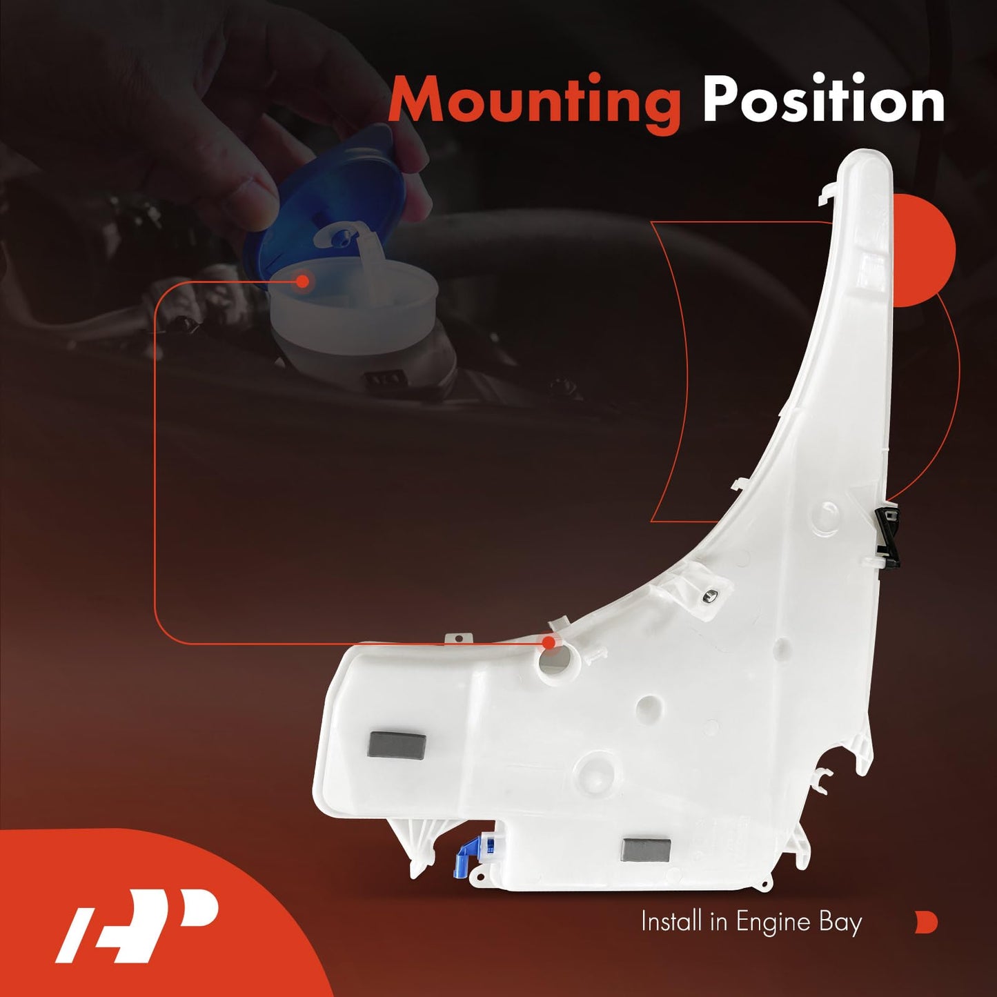 A-Premium Windshield Washer Reservoir Tank Assembly Compatible with BMW 128i, 135i, 135is, 323i, 325i, 325xi, 328i xDrive, 328xi, 330i, 335i xDrive, M3 - with Cap & Washer Pump & Fluid Level Sensor