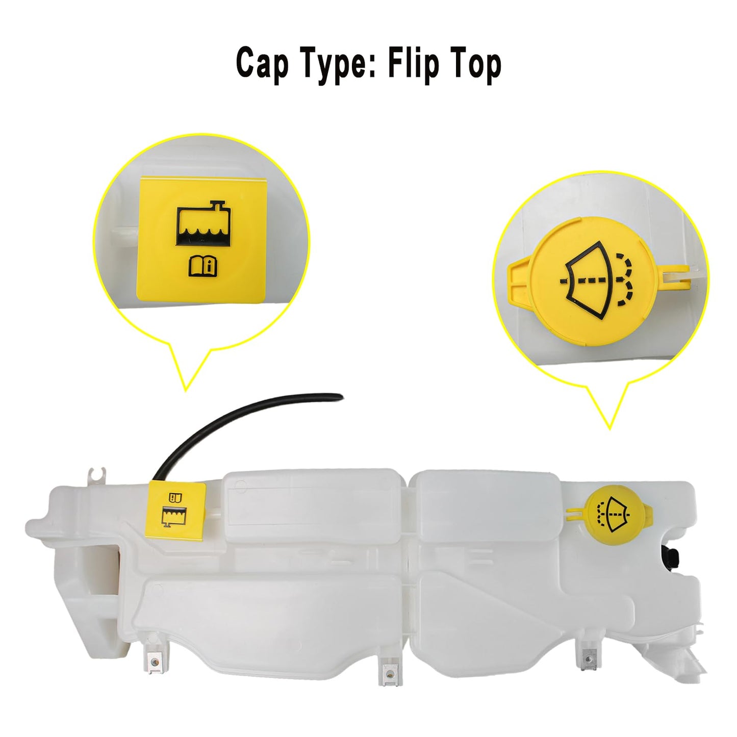 68024572AB Coolant Reservoir Tank, Windshield Washer Fluid Reservoir with Cap & Sensor Compatible with 2008, 2009, 2010, 2011, 2012, 2013 Jeep Liberty V6 3.7L Replaces# 603-837, 68024572AA