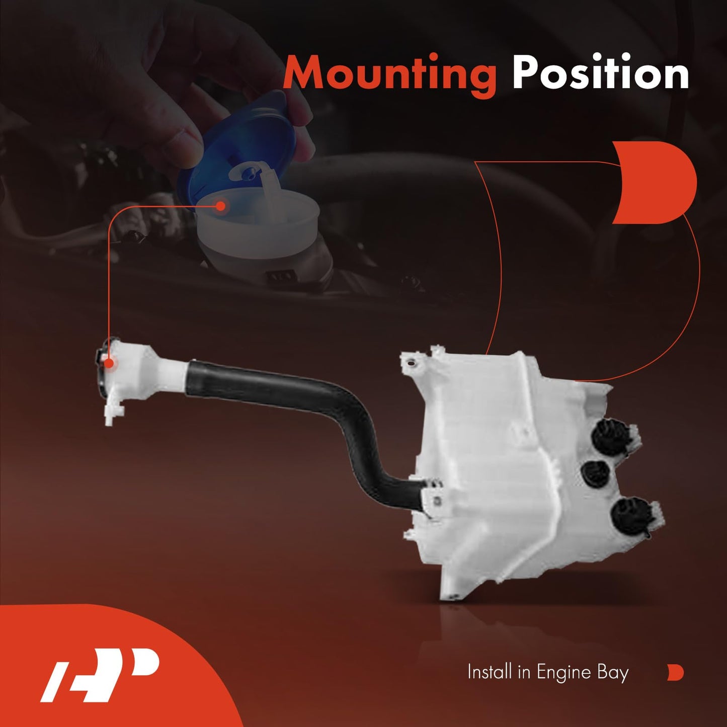 A-Premium Windshield Washer Reservoir Tank Assembly Compatible with Lexus RX450H 2010-2015 - with & Pump & Fluid Level Sensor & Filler Neck & Cap (Japan Built Models Only)