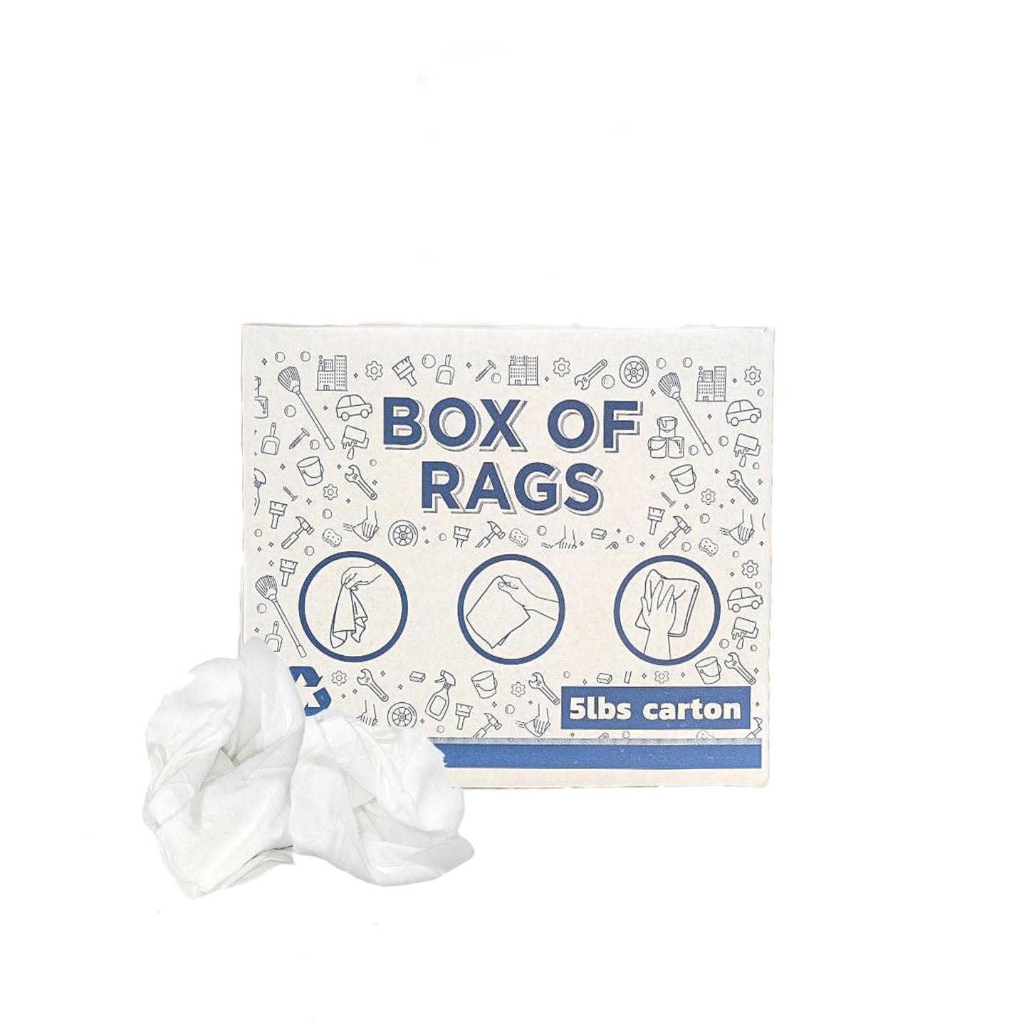 SupremePlus Recycled White Sheeting Cleaning Rags (600 lbs. Pallet 120x5 lbs. Box) โ Lint Free White Cotton Cloths for Manufacturing | Automotive | Janitorial | Shop Rags Bulk - Multipurpose