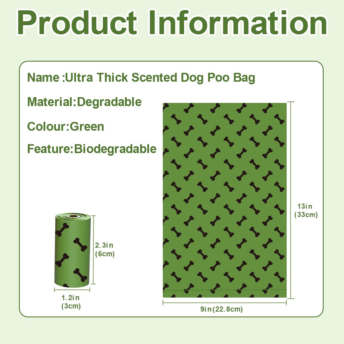 RMancipate Green Dog Poo Bags Lavender scent - 270 Large Biodegradable Poop Bags, Extra Thicken Strong Corn Starch Blended Compostable Leak Proof Poop Waste Bag for Dogs