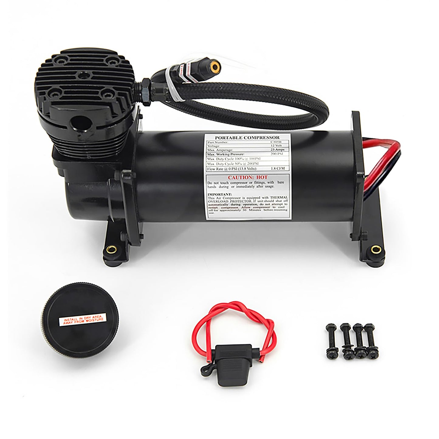 ZHSYMX 200PSI 3/8 NPT Heavy Duty Air Train Horn/Air Ride Suspension Compressor for Train/Truck/Car 12V Black Dual