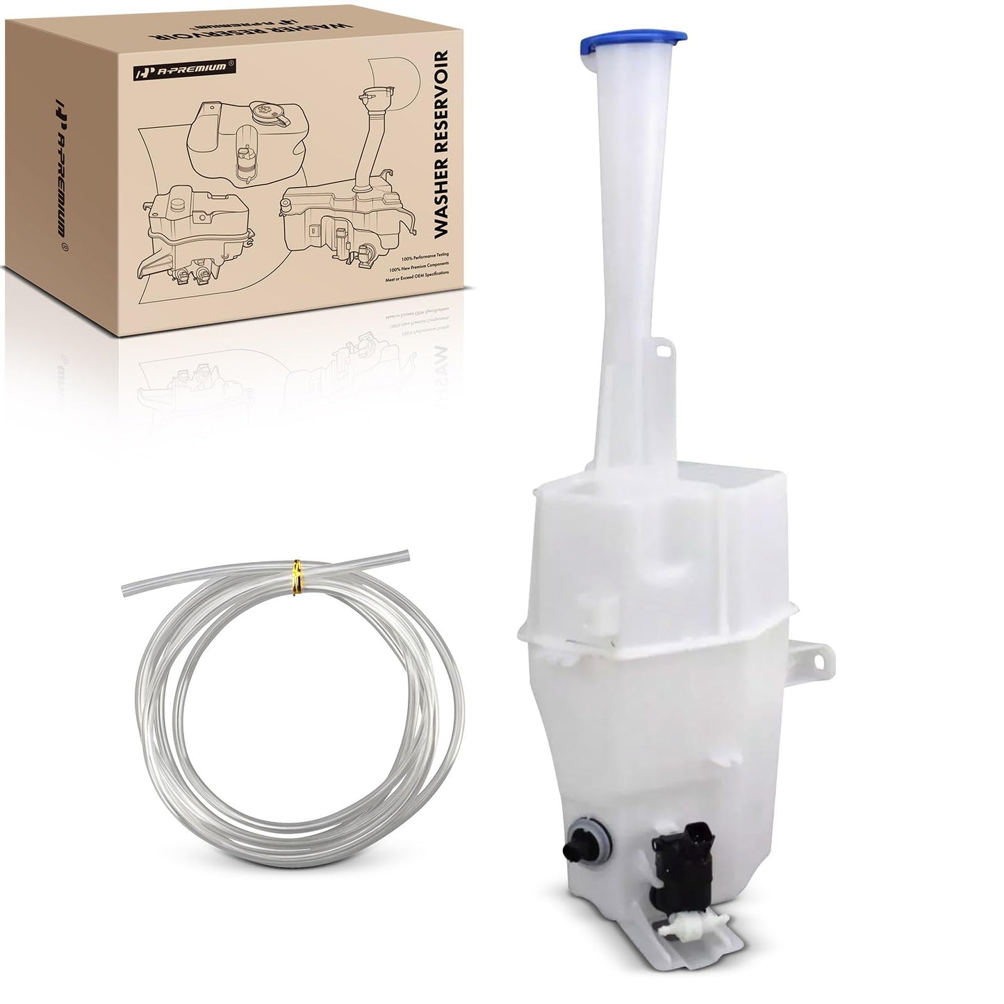 A-Premium Windshield Washer Reservoir Tank Assembly Compatible with Kia Telluride 2020 2021 2022 2023 2024 - with Cap & Fluid Level Sensor & Pump