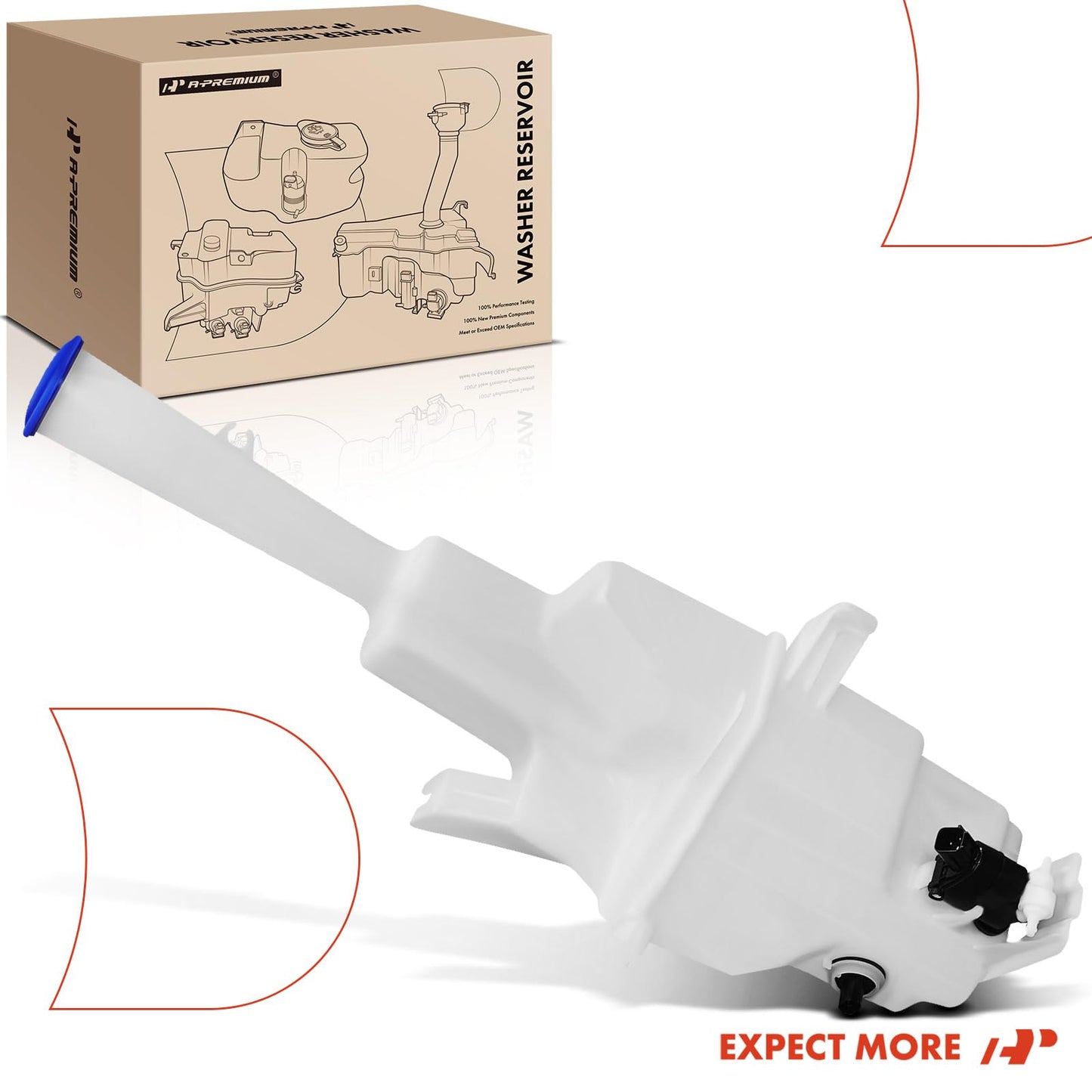 A-Premium Windshield Washer Reservoir Tank Assembly Compatible with Hyundai Santa Fe 2019-2020 - with Cap & Pump & Fluid Level Sensor