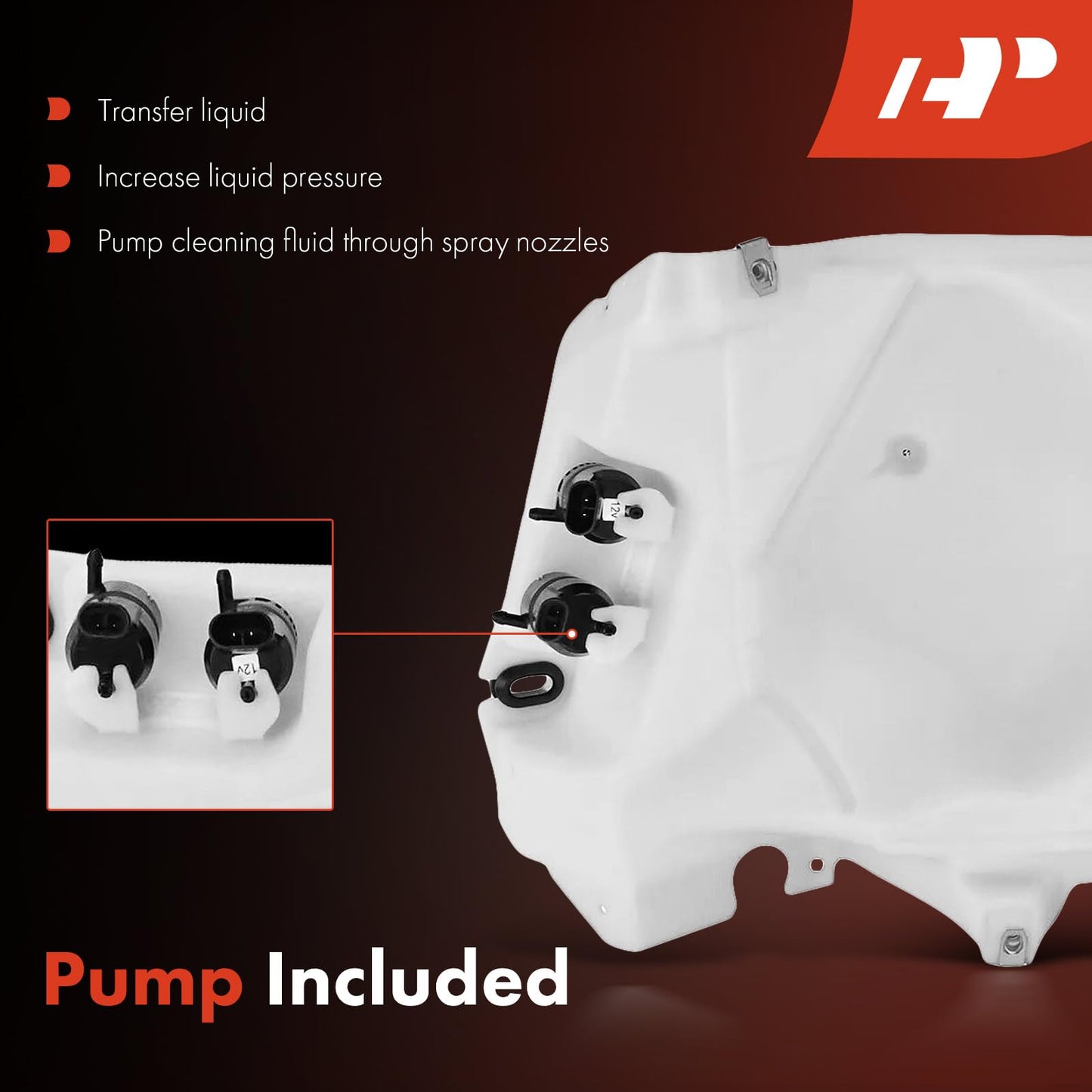 A-Premium Windshield Washer Reservoir Tank Assembly Compatible with Chevrolet Trailblazer & GMC Envoy & Buick Rainier & Oldsmobile Bravada & Saab 9-7x - with Cap & Washer Pump & Fluid Level Sensor