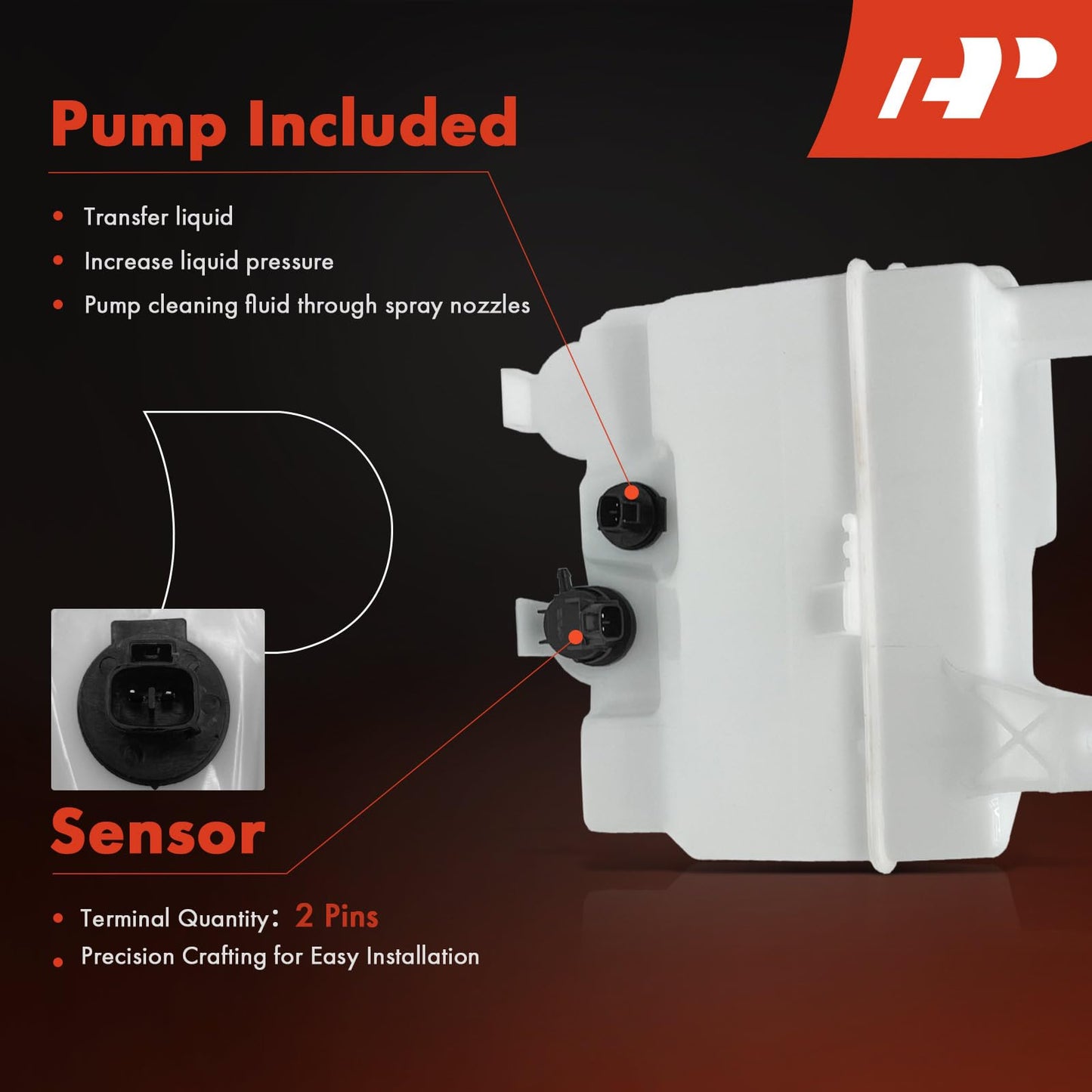 A-Premium Windshield Washer Reservoir Compatible with Select Toyota & Lexus Models - Camry 2012-2017, Avalon 2013-2018, ES350, with (Washer Pump/Cap/Hose/Filler Neck/Bracket/Fluid Level Sensor)