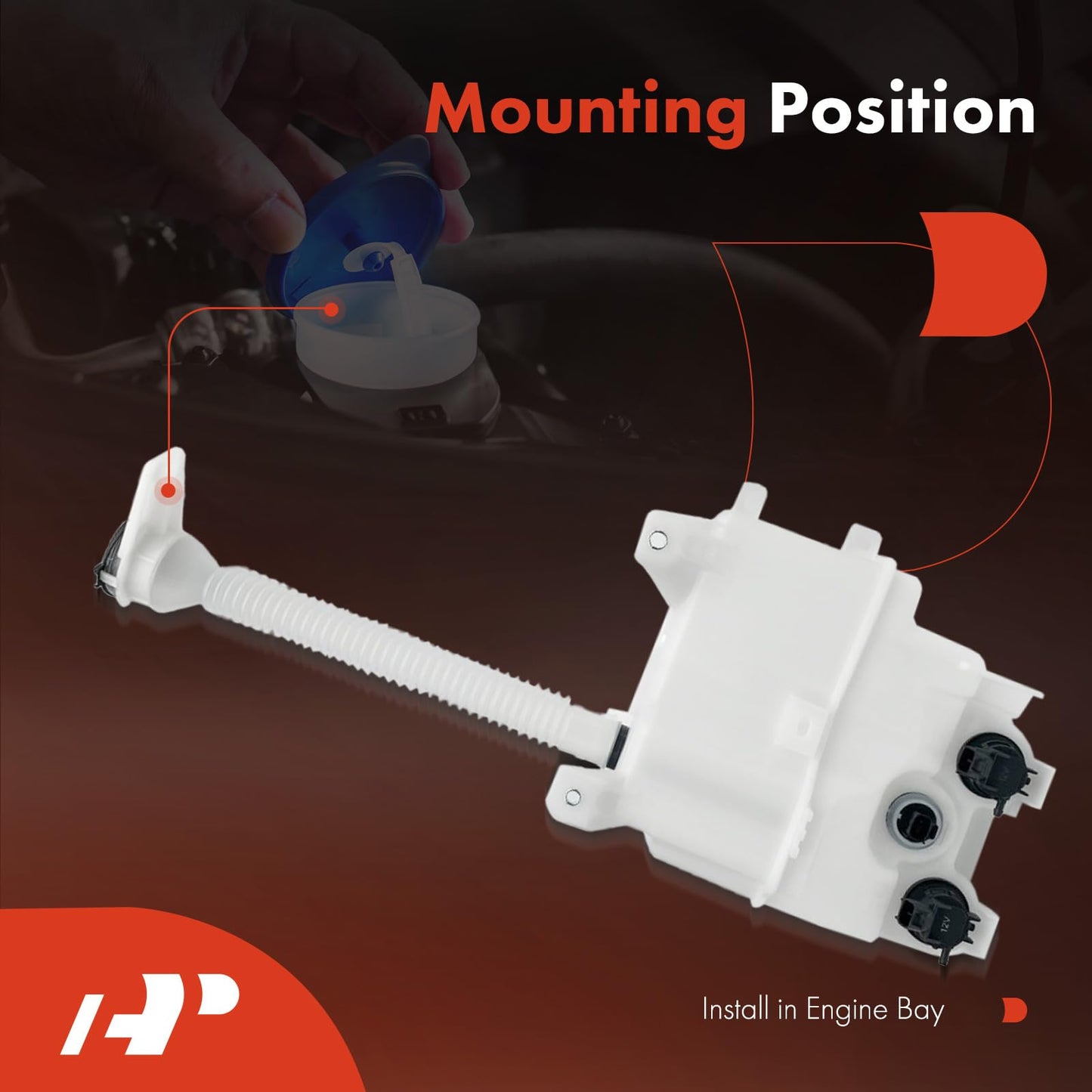 A-Premium Windshield Washer Reservoir Compatible with Select Lexus Models - RX350 2010-2015, with (Cap/Washer Pump/Hose/Filler Neck/Fluid Level Sensor/Bracket) - Replace# 14863342, 853150E040