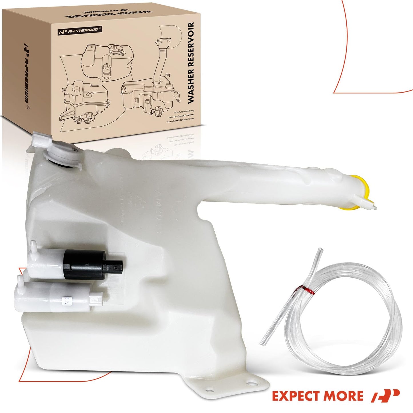 A-Premium Windshield Washer Reservoir Tank Assembly Compatible with Jeep WJ Series Grand Cherokee 2002 2003 2004 - with Cap & Washer Pump & Fluid Level Sensor