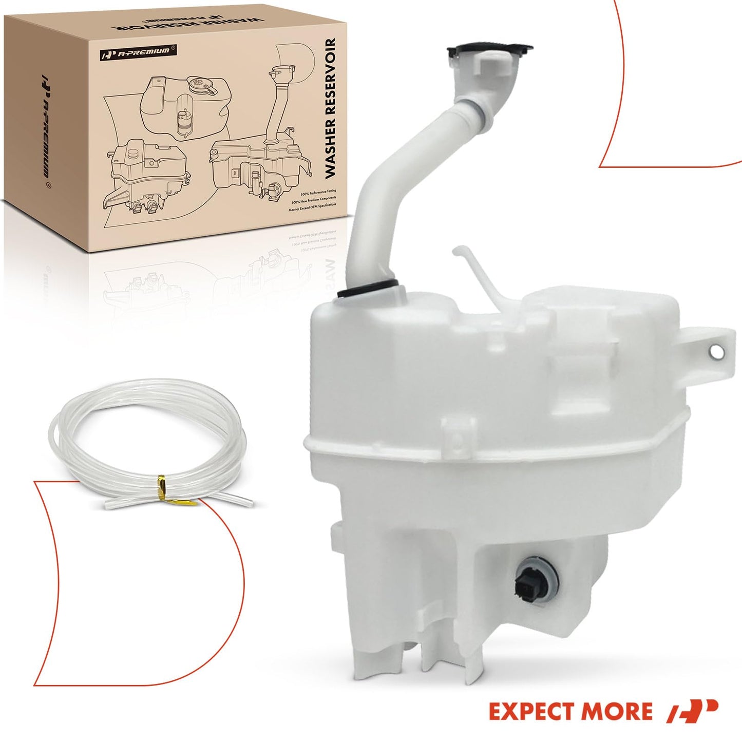 A-Premium Windshield Washer Reservoir Compatible with Select Toyota & Lexus Models - Camry 2018-2022, Avalon 2019-2021, ES350 2019-2022, with (Washer Pump/Filler Neck/Cap/Hose/Fluid Level Sensor)