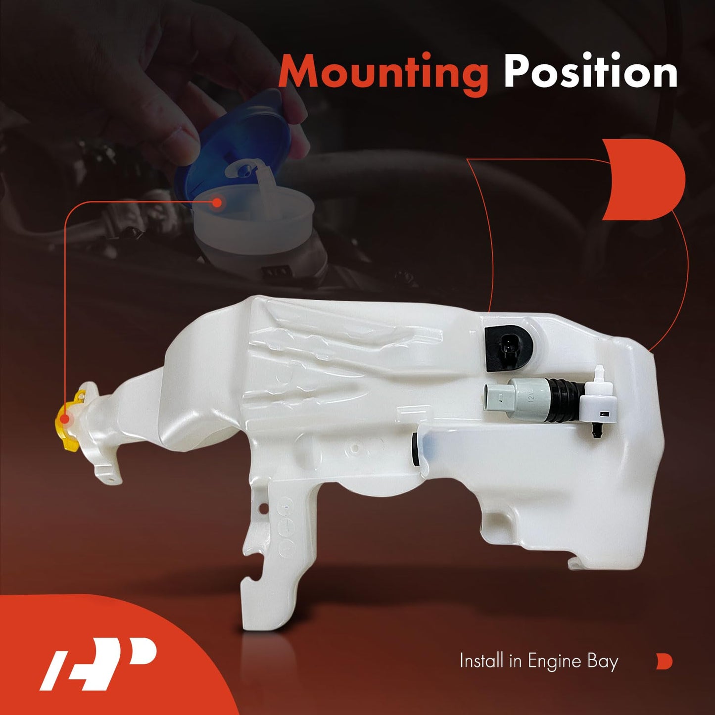 A-Premium Windshield Washer Reservoir Tank Assembly Compatible with Jeep WK2 Series Grand Cherokee 2011-2022 - with Cap & Washer Pump & Fluid Level Sensor