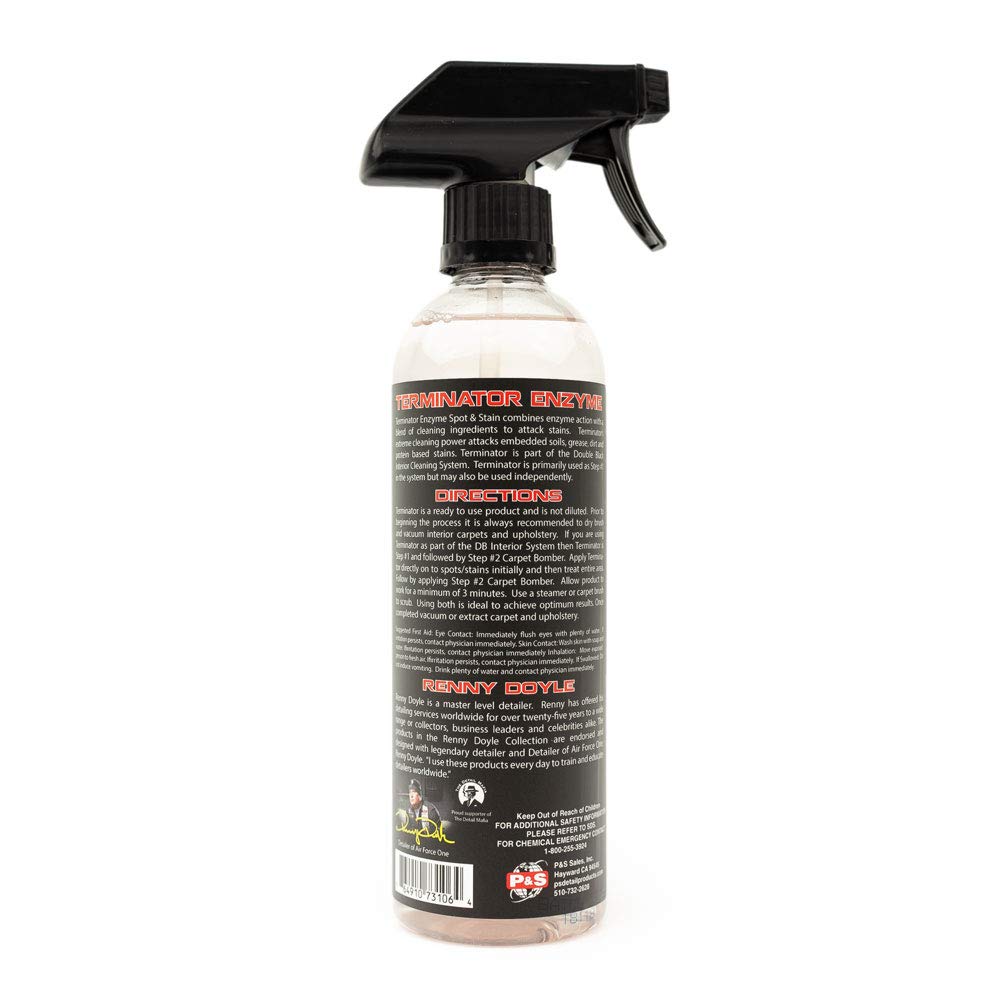 P&S Professional Detail Products - Terminator Enzyme Spot and Stain Remover - Perfect for Deodorizing, Removing Embedded Soils, Grease, Dirt, and Protein Based Stains; Fresh Scent (1 Pint)