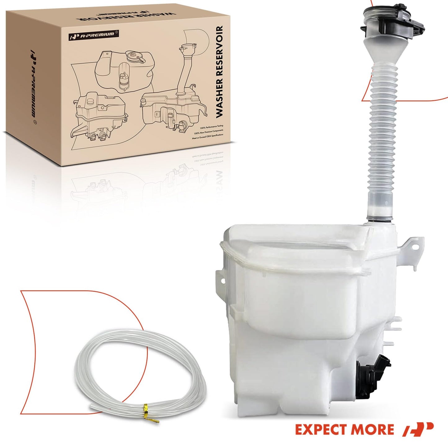 A-Premium Windshield Washer Fluid Reservoir Tank Assembly Compatible with Lexus IS F 2008-2014, IS250, IS350, GS300, GS350, GS450h, GS430, GS460 - with Cap & Pump & Sensor & Filler Neck