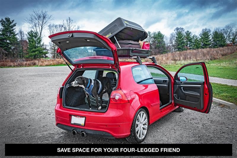 JEGS Rooftop Cargo Carrier for Car Storage - Large Roof Rack Style Carrier - Heavy Duty Weatherproof Storage - Made in USA - 18 Cubic Ft - 110 Lb Capacity - Aero Hard Shell