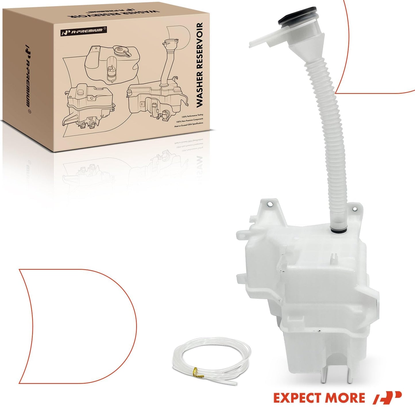 A-Premium Windshield Washer Reservoir Compatible with 2010-2015 Lexus RX350, with (Cap/Washer Pump/Hose/Filler Neck/Fluid Level Sensor/Bracket), Replace# 14915292, 853150E030PFM