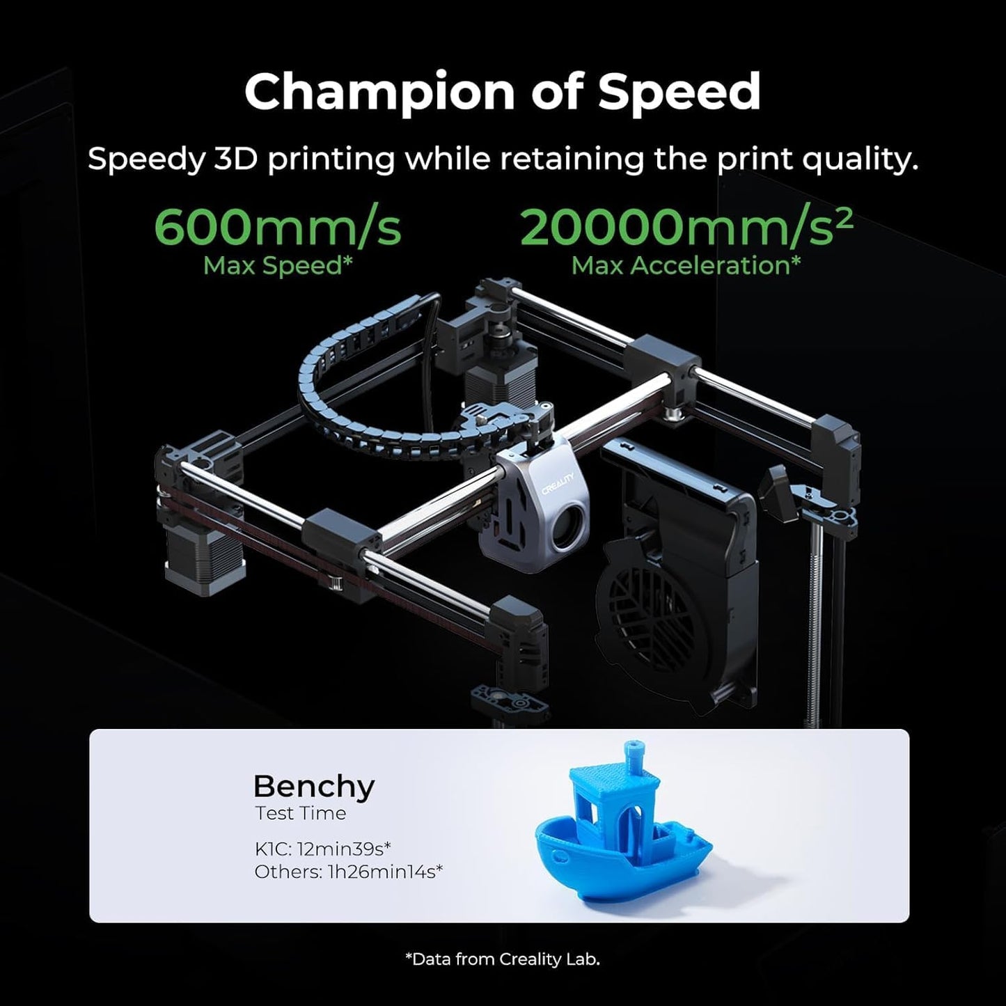 Creality K1C 3D Printer, 600mm/s Fast Speed Auto Leveling 3D Printers with AI Camera for 300°C Printing, Switchable Silent Mode Reliable Carbon Fiber 3D Printing 220 * 220 * 250mm