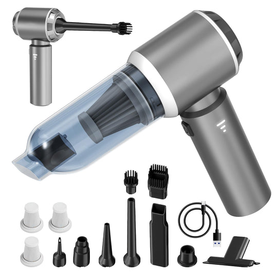4-in-1 Car Vacuum Portable Cordless & Dust Buster, 20000pa High Power Wet Dry Handheld Vacuum Cordless Rechargeable, Mini Vacuums with 3 Reusable Filter for Car Home Office & Pet(Silver Gray)