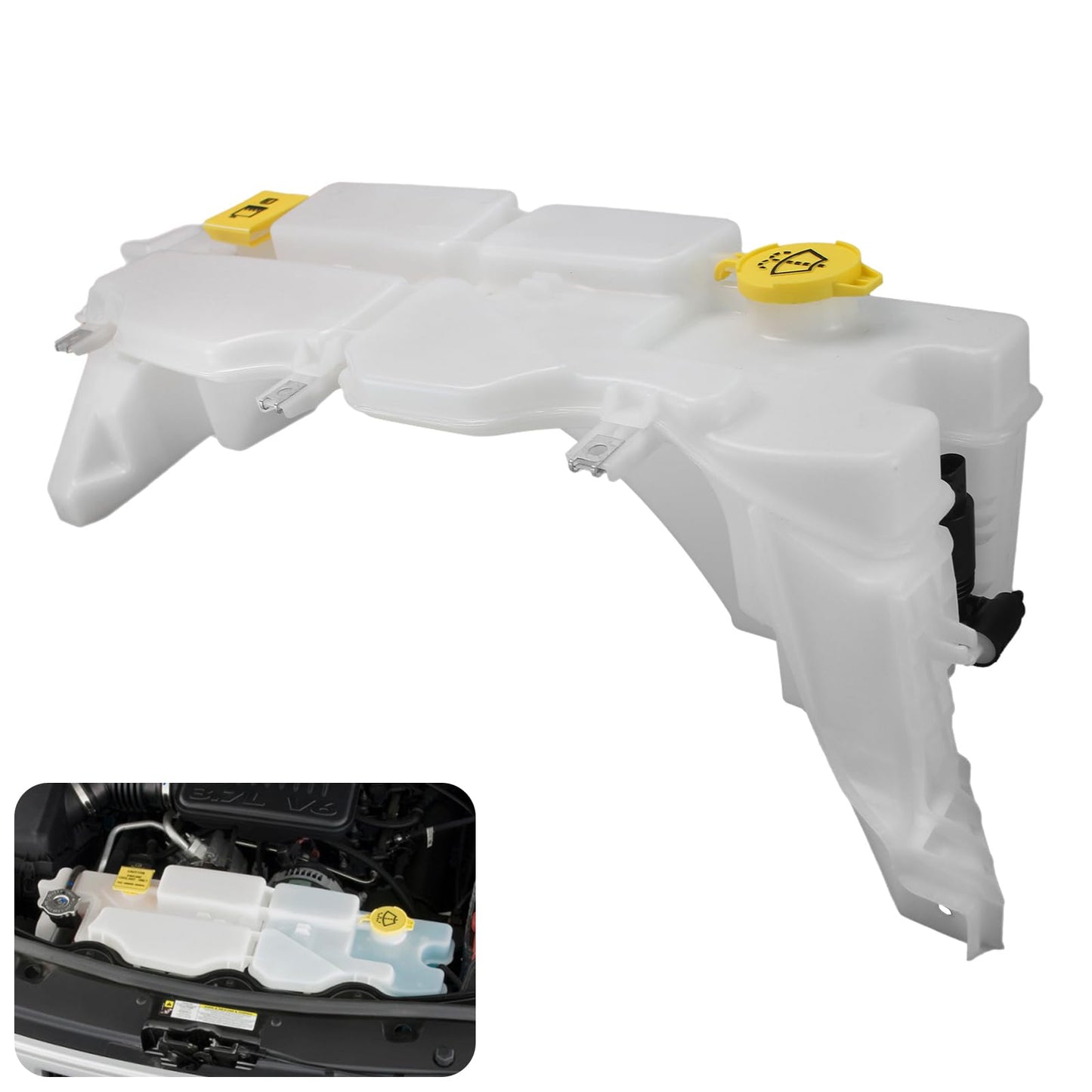 68024572AB Coolant Reservoir Tank, Windshield Washer Fluid Reservoir with Cap & Sensor Compatible with 2008, 2009, 2010, 2011, 2012, 2013 Jeep Liberty V6 3.7L Replaces# 603-837, 68024572AA