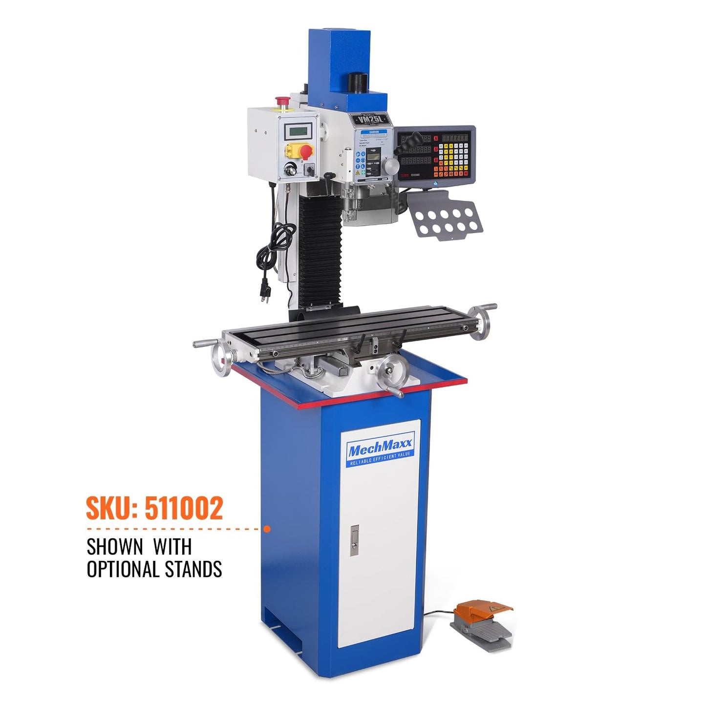 Mechmaxx 1.5HP 7''x 27-1/2''Benchtop Mini Mill Drill Machine, Variable Speed, R8 Spindle, Brushless Motor, 110V, Compact Milling Drilling Tool for Garage Shop, DIY Metalworking without Stand, VM25LD