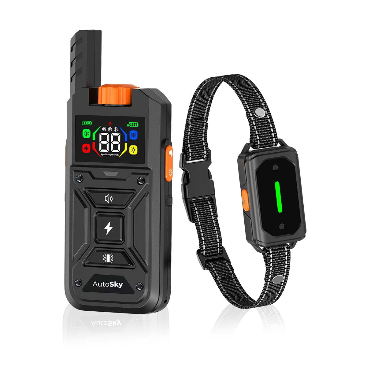 AutoSky Remote Controlled Anti-Bark Collar - Training Collar with Remote Waterproof with Training Modes, Rechargeable E-Collar for All Breeds