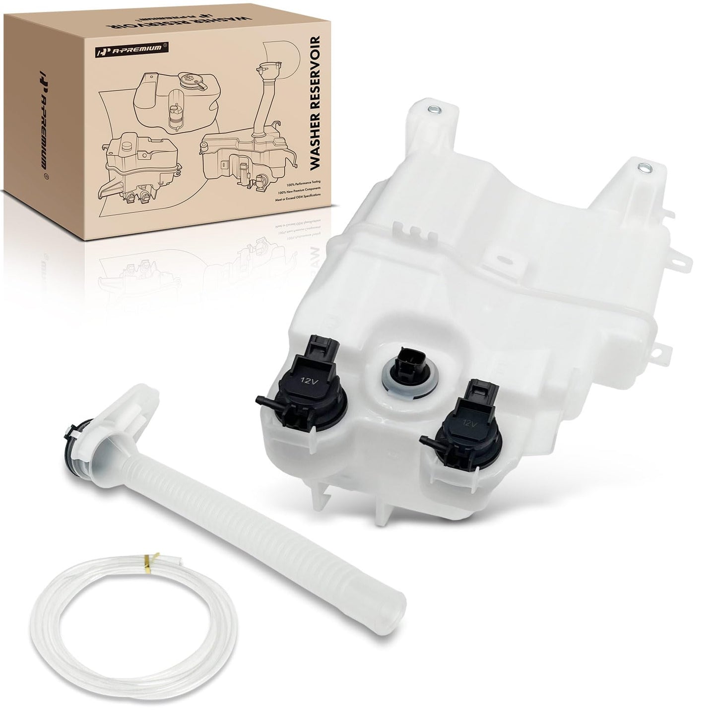 A-Premium Windshield Washer Reservoir Compatible with Select Lexus Models - RX350 2010-2015, with (Cap/Washer Pump/Hose/Filler Neck/Fluid Level Sensor/Bracket) - Replace# 14863342, 853150E040