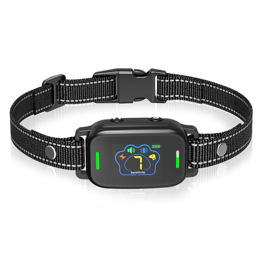 AutoSky Pets Smart Anti-Barking Collar - Training Collar with 5 Adjustable Sensitivity Beep Vibration Shock, Bark Collar for Large Medium Small Dogs (Black)