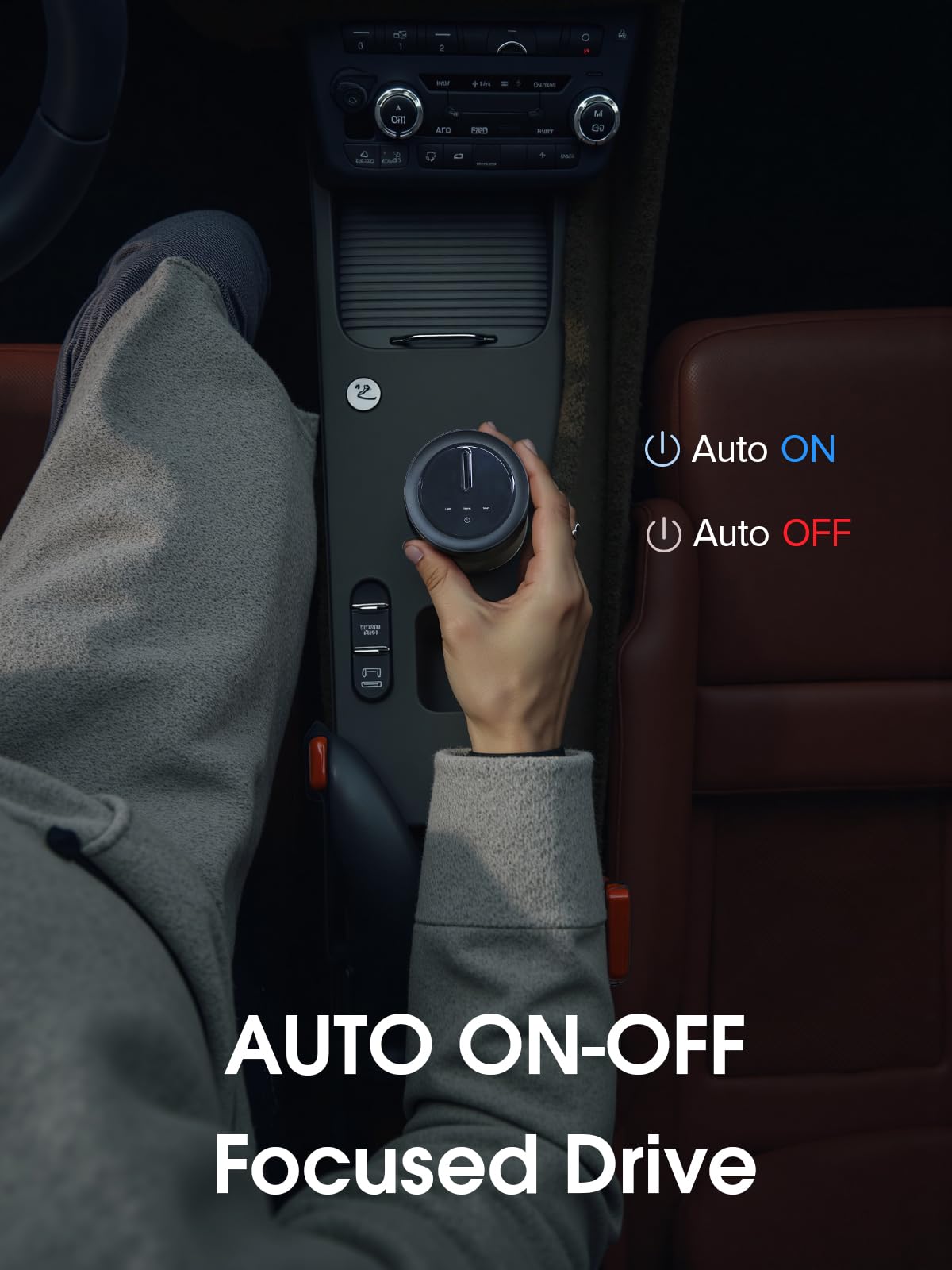 TORRAS Smart Car Air Freshener, Ultrasonic Mist, Blue Light Enhanced Fountain Nozzle, Automatic On/Off, Adjustable Fragrance, Rechargeable Battery, Ambient Light, Premium Cologne Scent