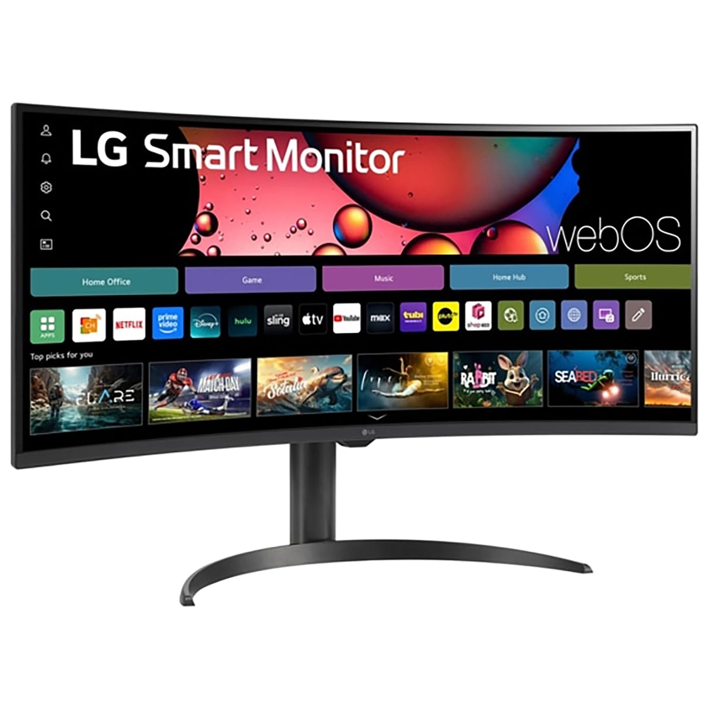 LG 34" Curved UltraWide WQHD(3440x1440) Smart Monitor with HDR10 99% sRGB, 100Hz, Magic Remote, AirPlay 2 & Adjustable Stand, webOS