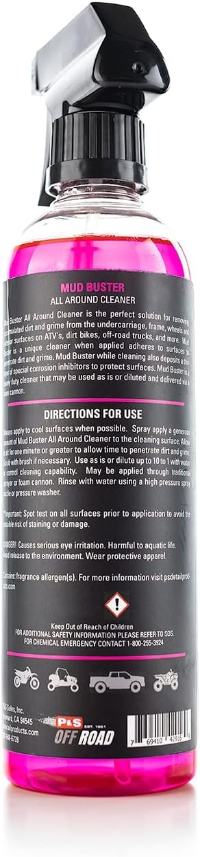 P & S PROFESSIONAL DETAIL PRODUCTS P&S Off Road Mud Buster Foaming Cleaner – Heavy-Duty Degreaser for Undercarriages, Frames & Wheels – Tough on Mud & Grime, Corrosion Protection - 16 oz. Spray