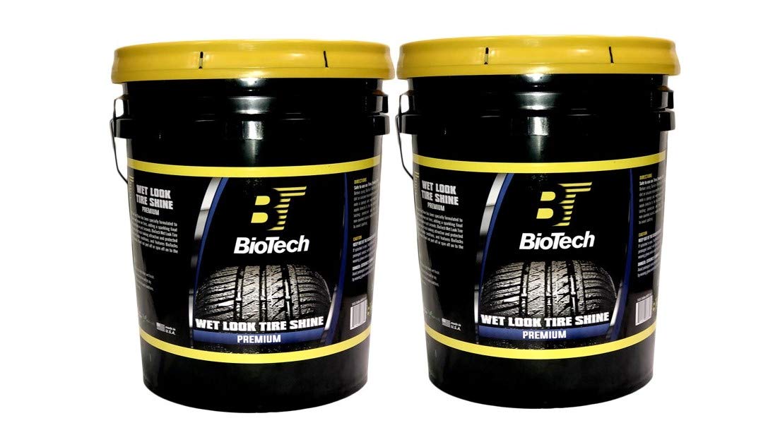 BioTech Wet Look Tire Shine, Silicone Based tire Shine, Non Splatter tire Shine, Long Lasting, Concentrated Formula, High Gloss, Easy to Apply 5 Gallons (Pail) (2)