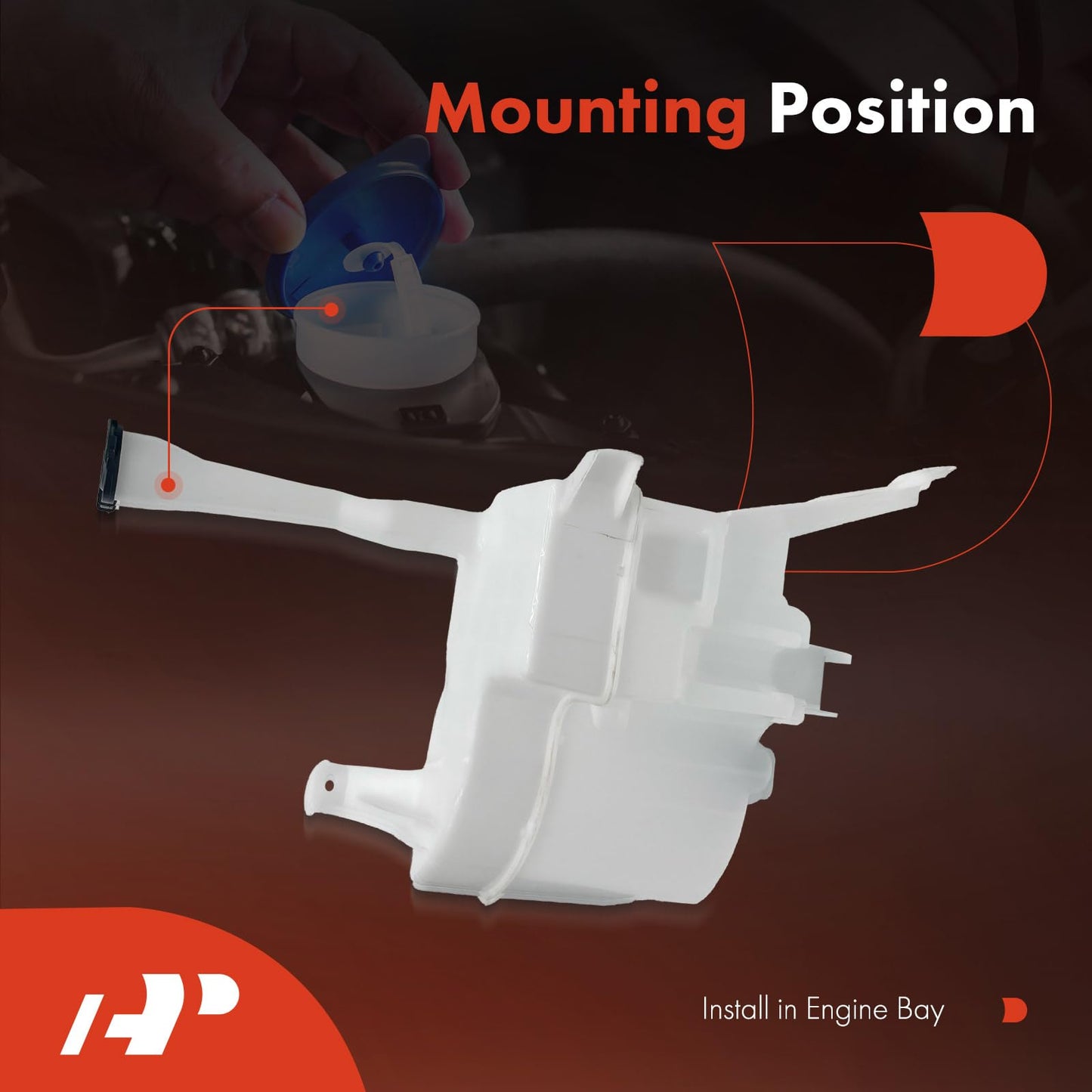 A-Premium Windshield Washer Reservoir Compatible with Select Toyota & Lexus Models - Camry 2012-2017, Avalon 2013-2018, ES350, with (Washer Pump/Cap/Hose/Filler Neck/Bracket/Fluid Level Sensor)