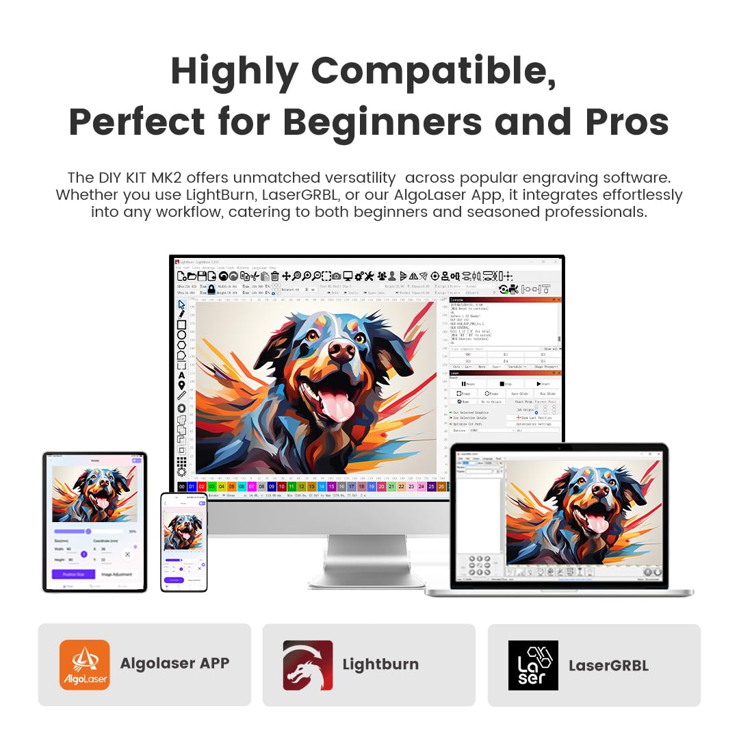 AlgoLaser 10W Laser Engraver Machine with 3.5" Touchscreen, Wireless & SD Card Offline Engraving, Compatible with Wood, Acrylic, Leather, Freehand Drawing (Air Pump Not Included)