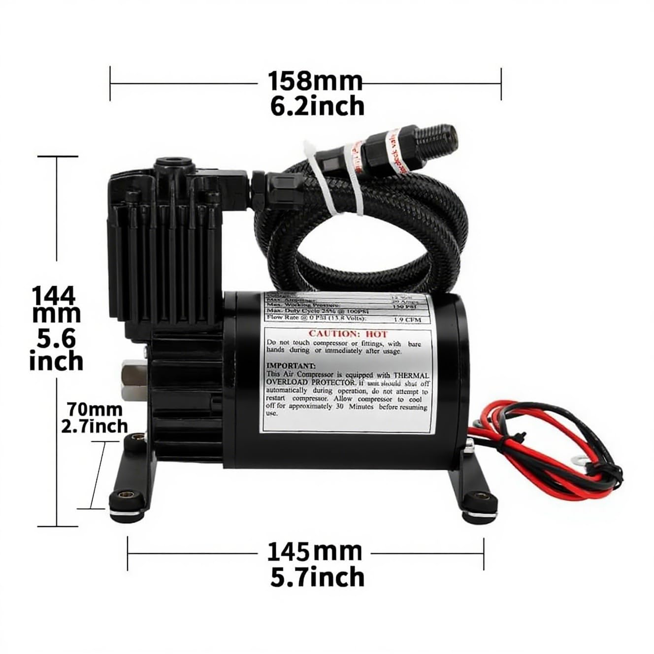 ZHSYMX Universal 150 PSI Horns Heavy Duty Dual Onboard Air Compressor, Replacement for Truck/Car Train Horn/Suspension/Ride/Bag kit/System and All 12v Vehicles like Semi/Pickup Trucks, Black 1/4 NPT